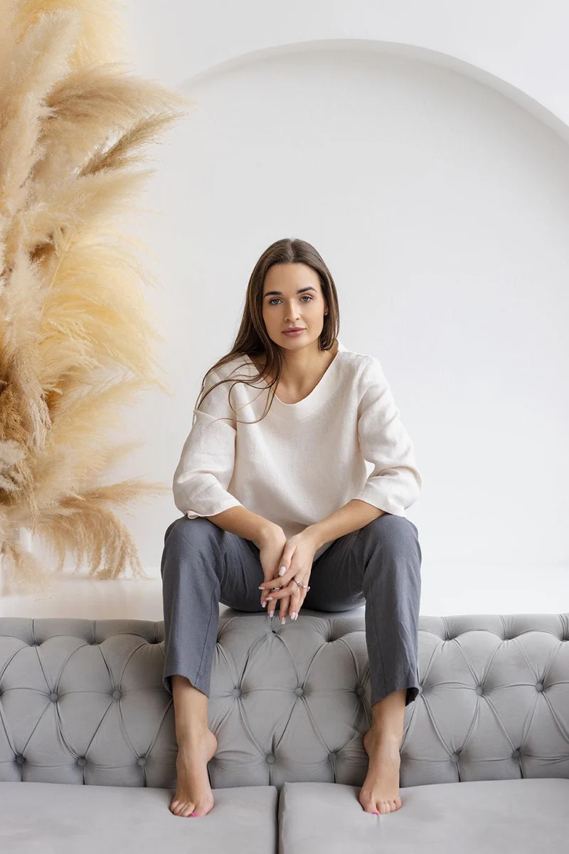 Oversized Linen Blouse Off-White DIVA