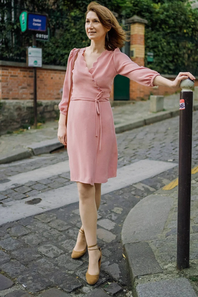 Robe Sofia - vieux rose - viscose upcyclée - made in France