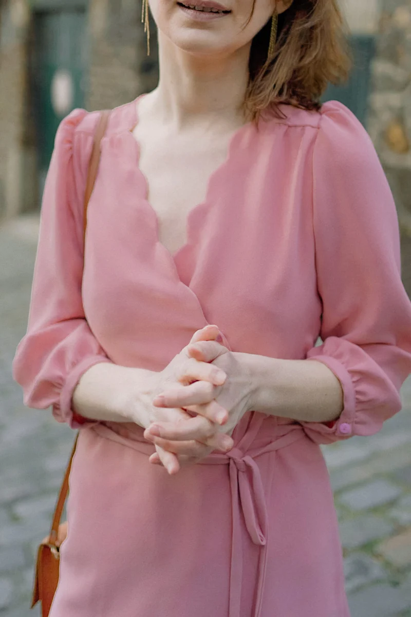 Robe Sofia - vieux rose - viscose upcyclée - made in France