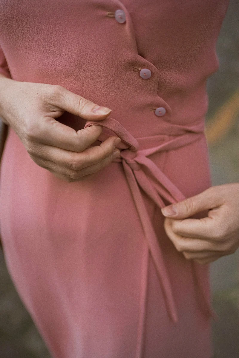 Robe Sofia - vieux rose - viscose upcyclée - made in France