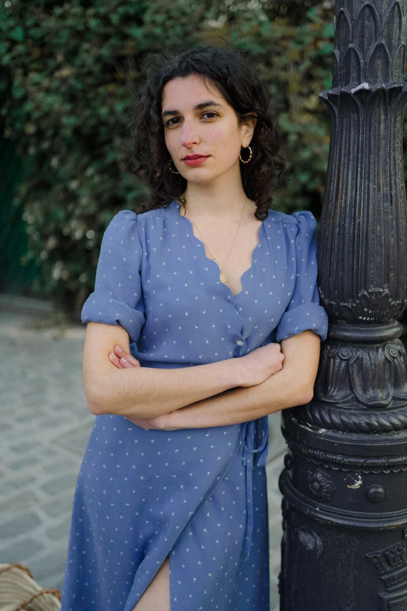 Robe Sofia - bleu ciel - cupro upcyclé - Made in France