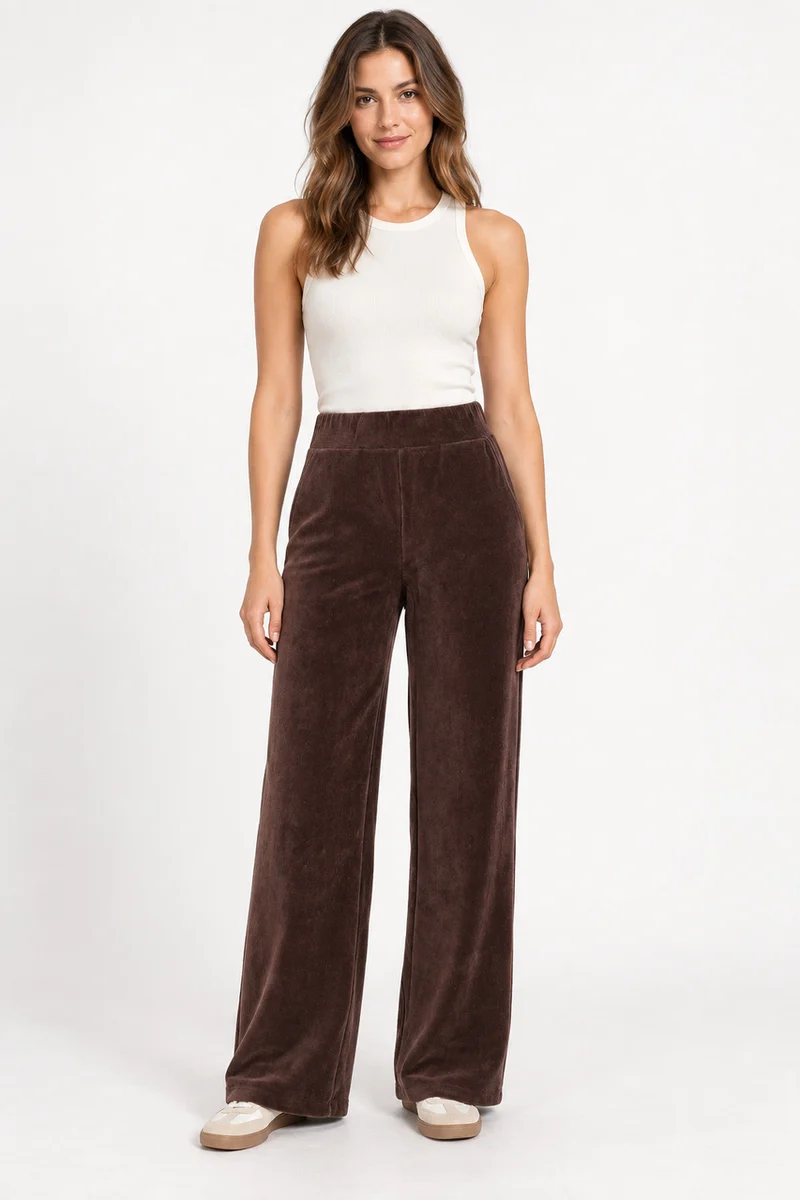 Le pantalon en velours à jambe large Tricotto | 96052