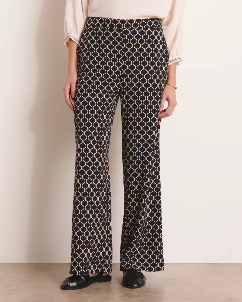 Pantalon fluide imprimé noir PALERME/13107/670