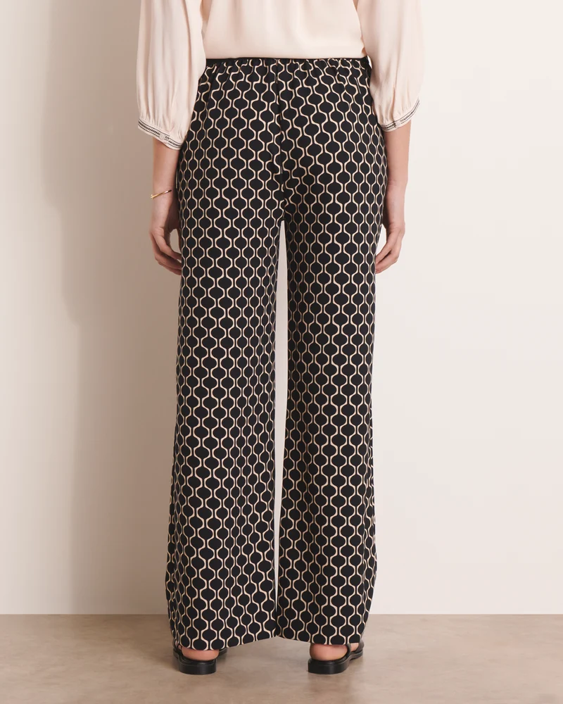 Pantalon fluide imprimé noir PALERME/13107/670