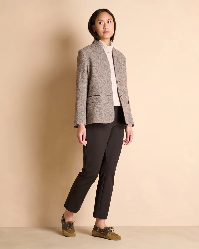 Pantalon marron droit 7/8e ceinture élastiquée PACOLETTE-BIS/14149/039