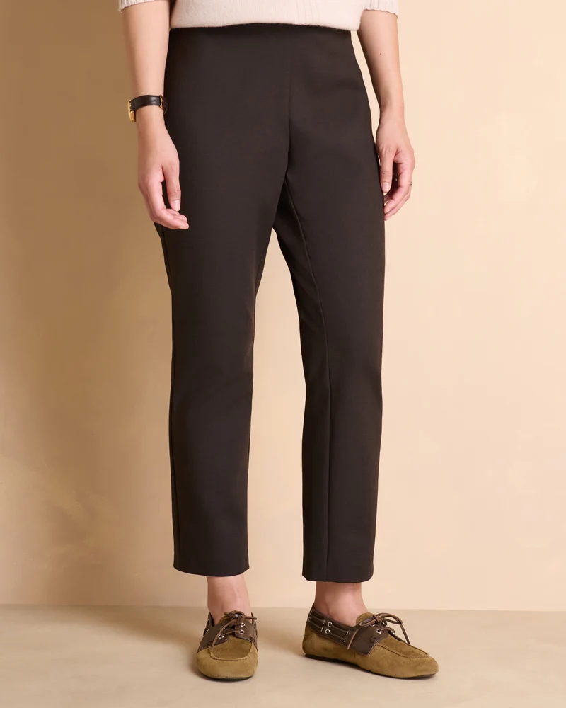 Pantalon marron droit 7/8e ceinture élastiquée PACOLETTE-BIS/14149/039