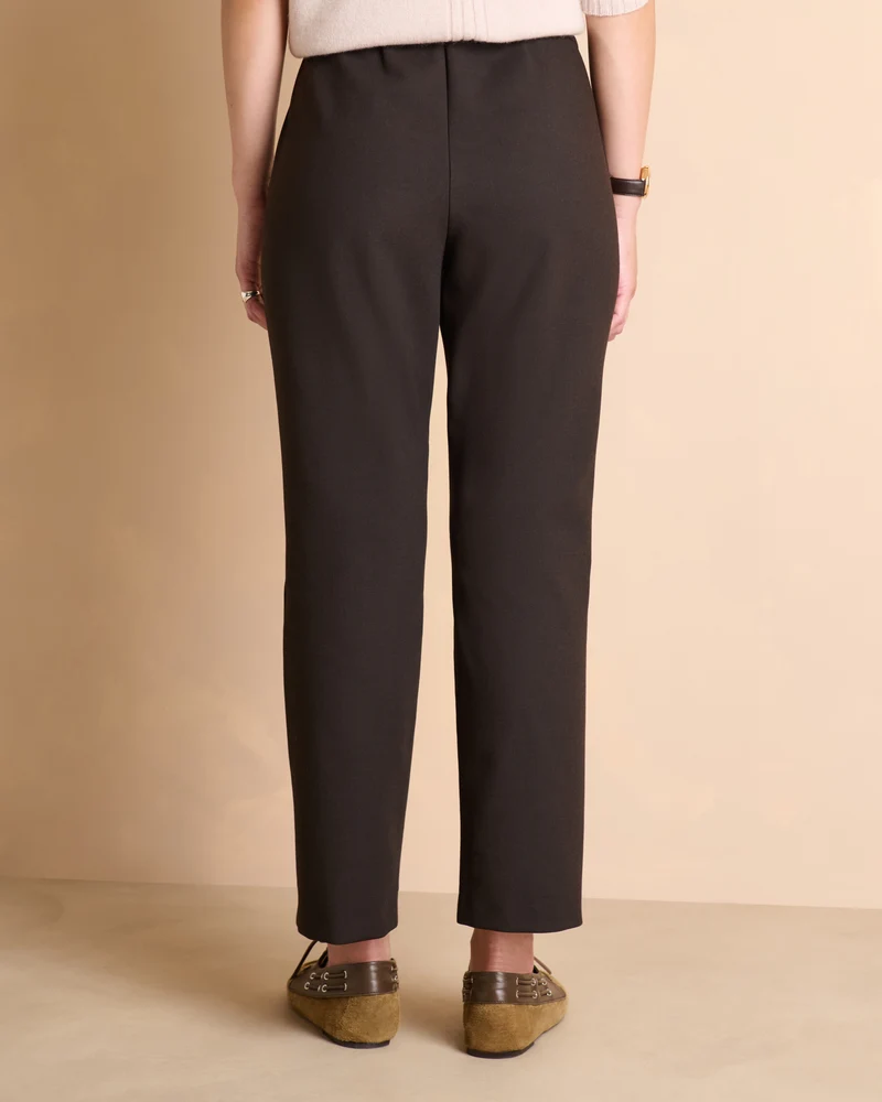 Pantalon marron droit 7/8e ceinture élastiquée PACOLETTE-BIS/14149/039