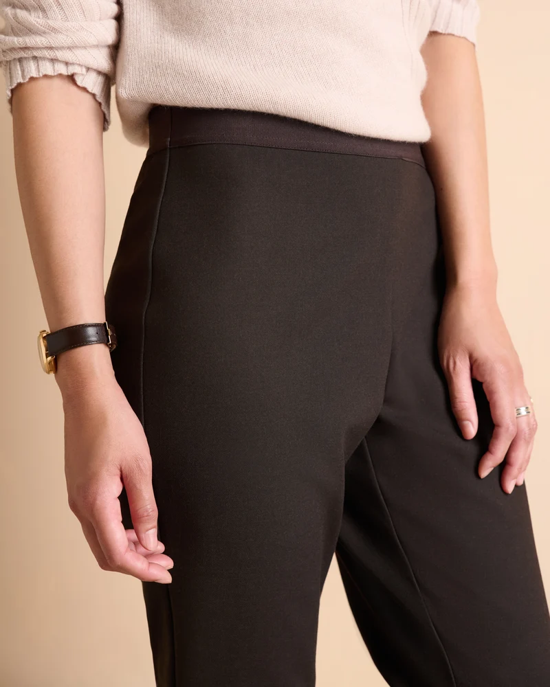 Pantalon marron droit 7/8e ceinture élastiquée PACOLETTE-BIS/14149/039