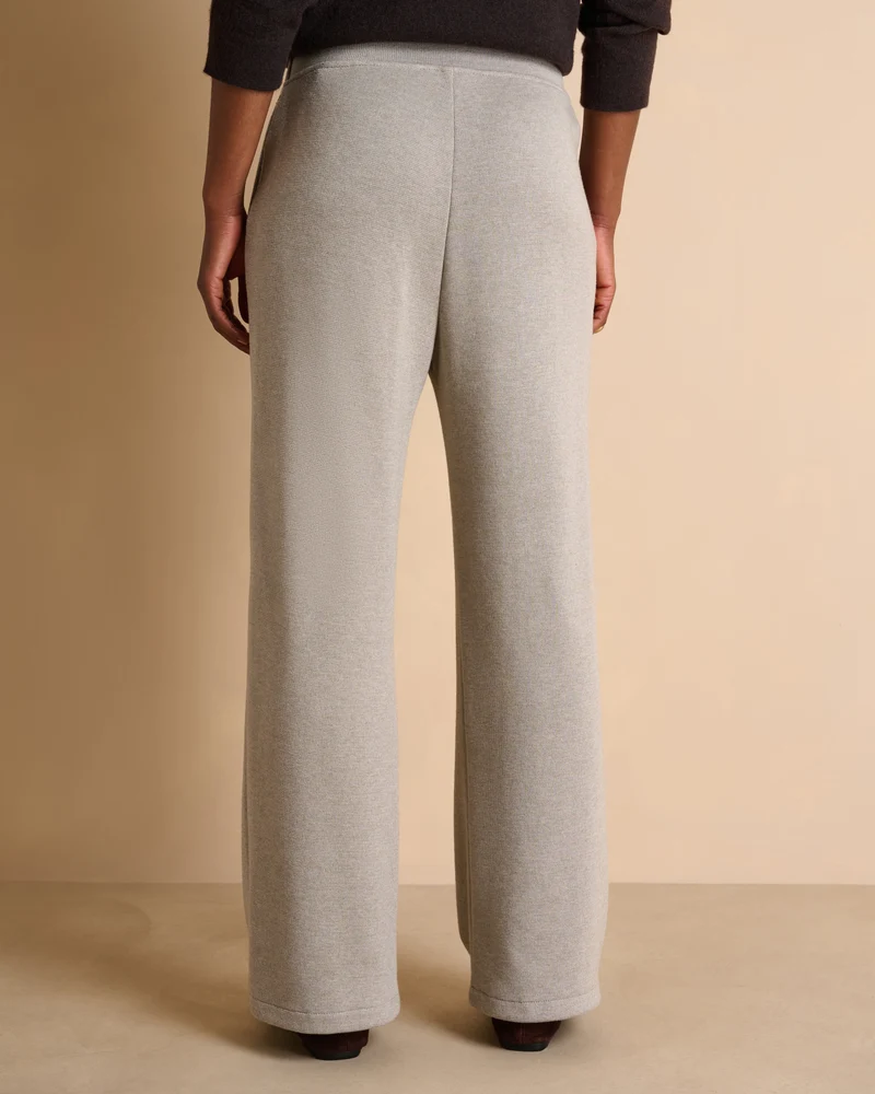 Pantalon beige large en laine mérinos YAULNE14/14126/790