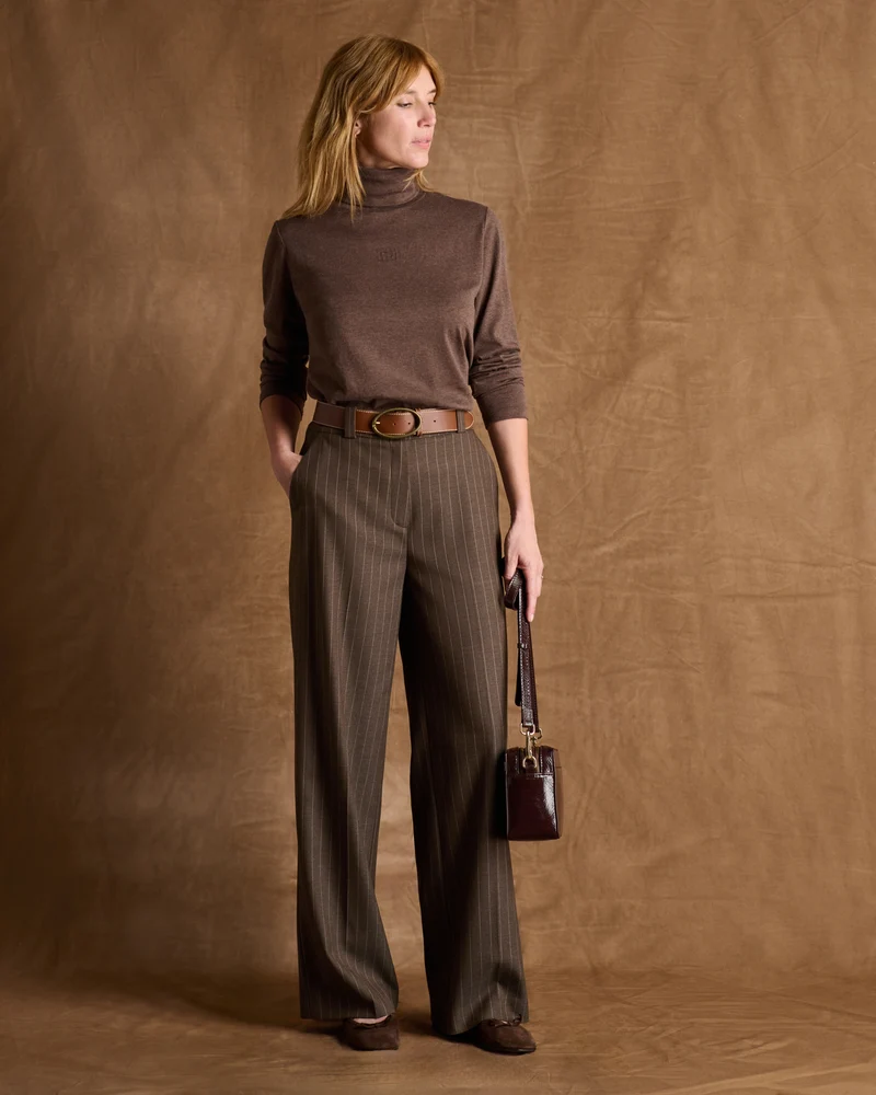 Tee-shirt marron col roulé TOUCH-CR14/14122/052