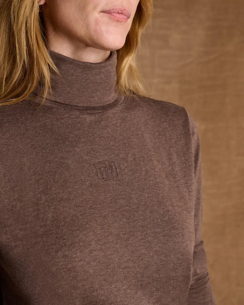 Tee-shirt marron col roulé TOUCH-CR14/14122/052