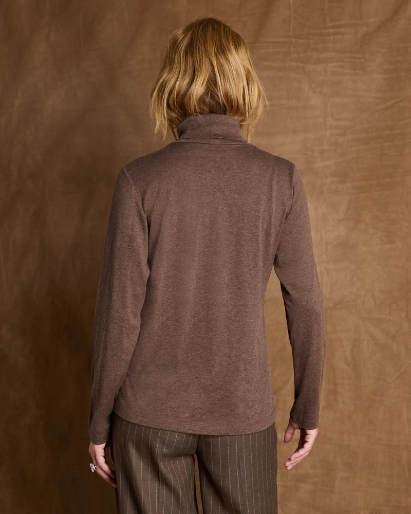 Tee-shirt marron col roulé TOUCH-CR14/14122/052