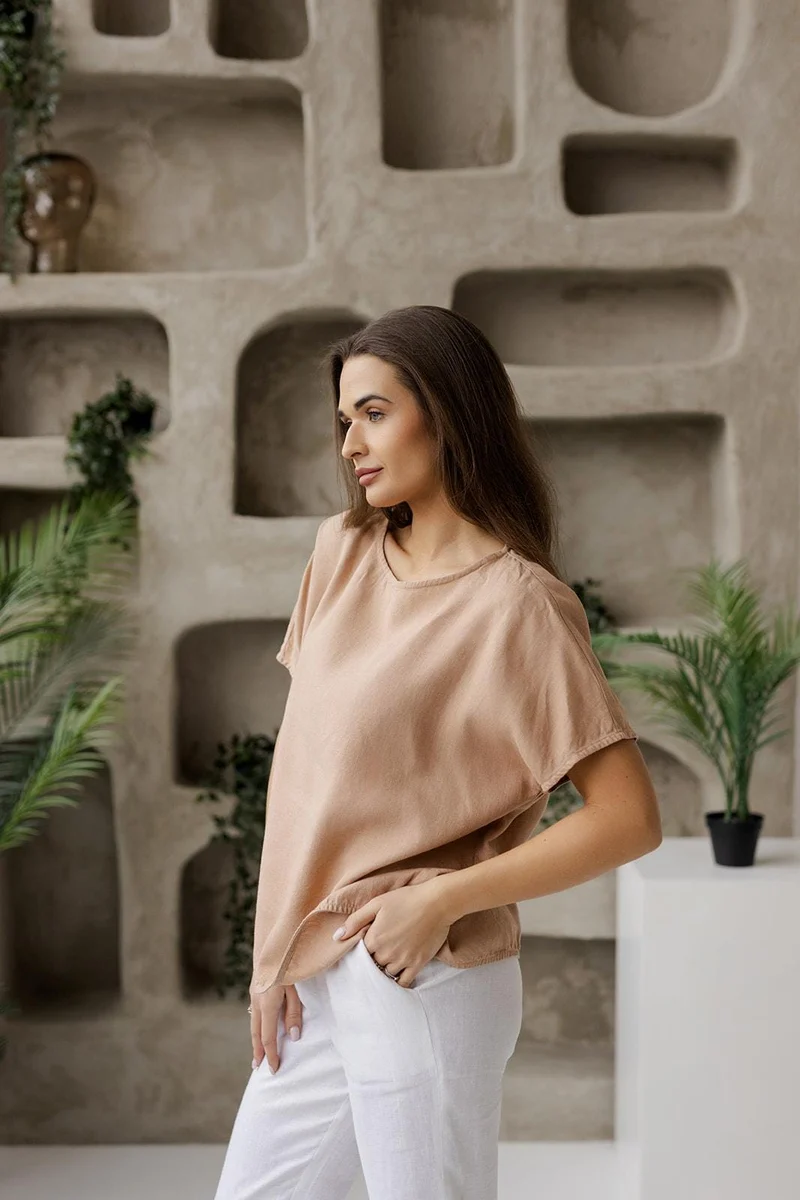 Boxy Linen Blouse – Women's Relaxed Fit, Breathable Natural Linen Top - TESSARA