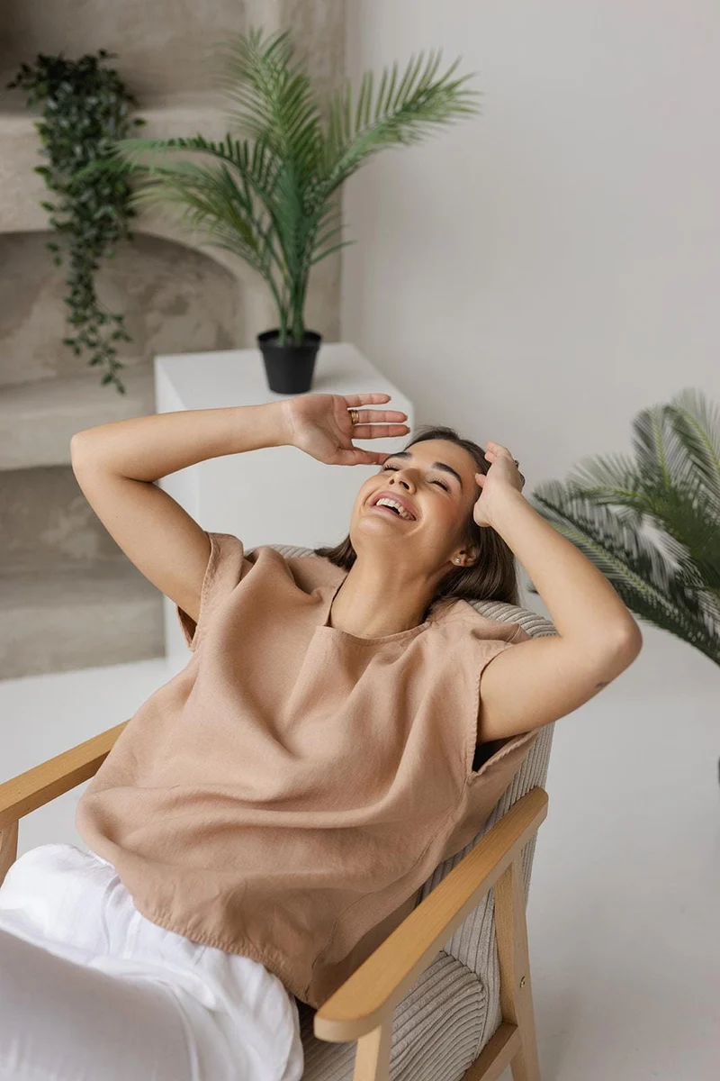 Boxy Linen Blouse – Women's Relaxed Fit, Breathable Natural Linen Top - TESSARA