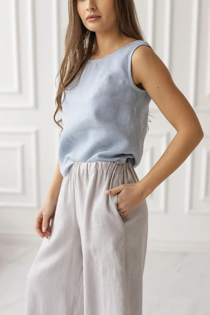 Linen Culottes | Cropped Wide Leg Pants - DRIFTEASE