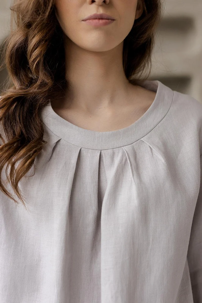 Linen Relaxed 3/4 Sleeve Tunic - Effortless Elegance - CALYRA