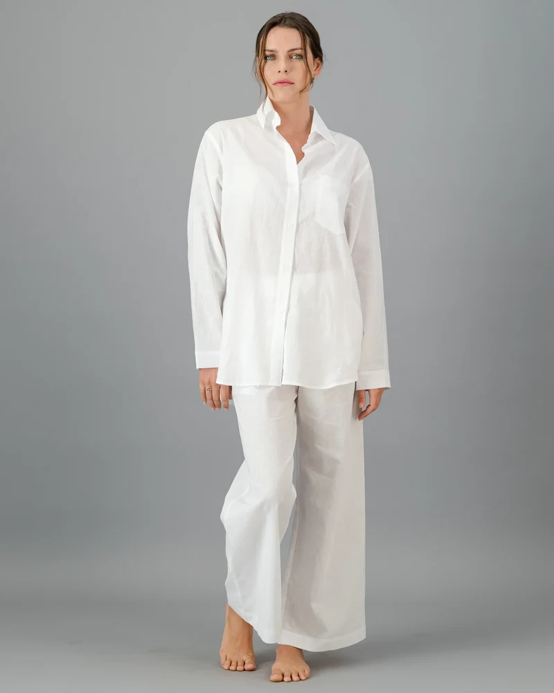 Women's White Linen Shirt - Oversized
