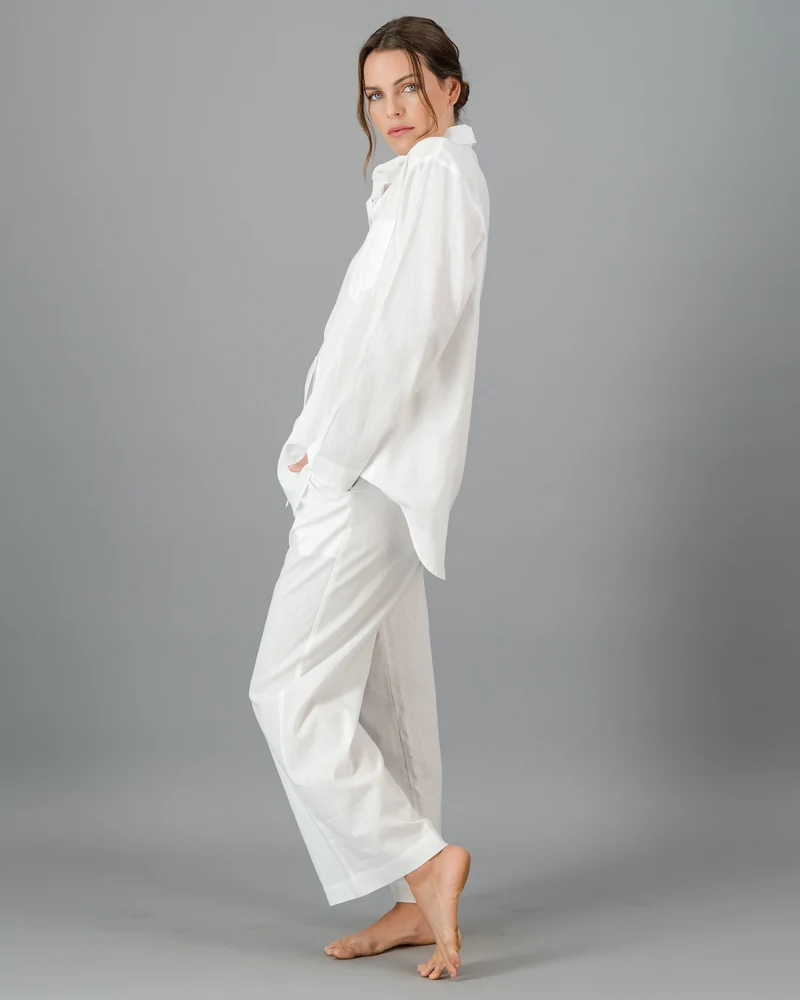 Women's White Linen Shirt - Oversized