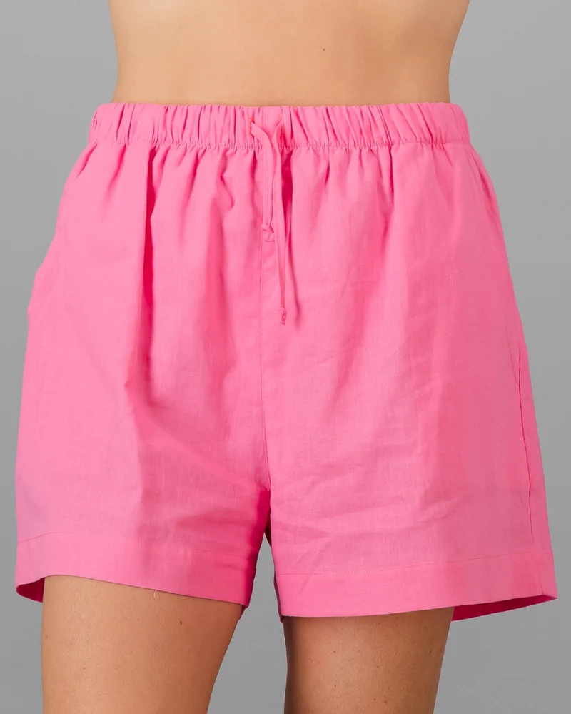 Women's pink linen shorts