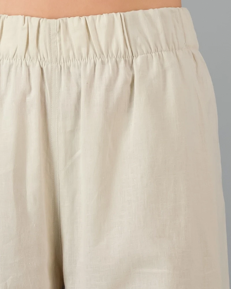 Women's beige linen trousers - Sand