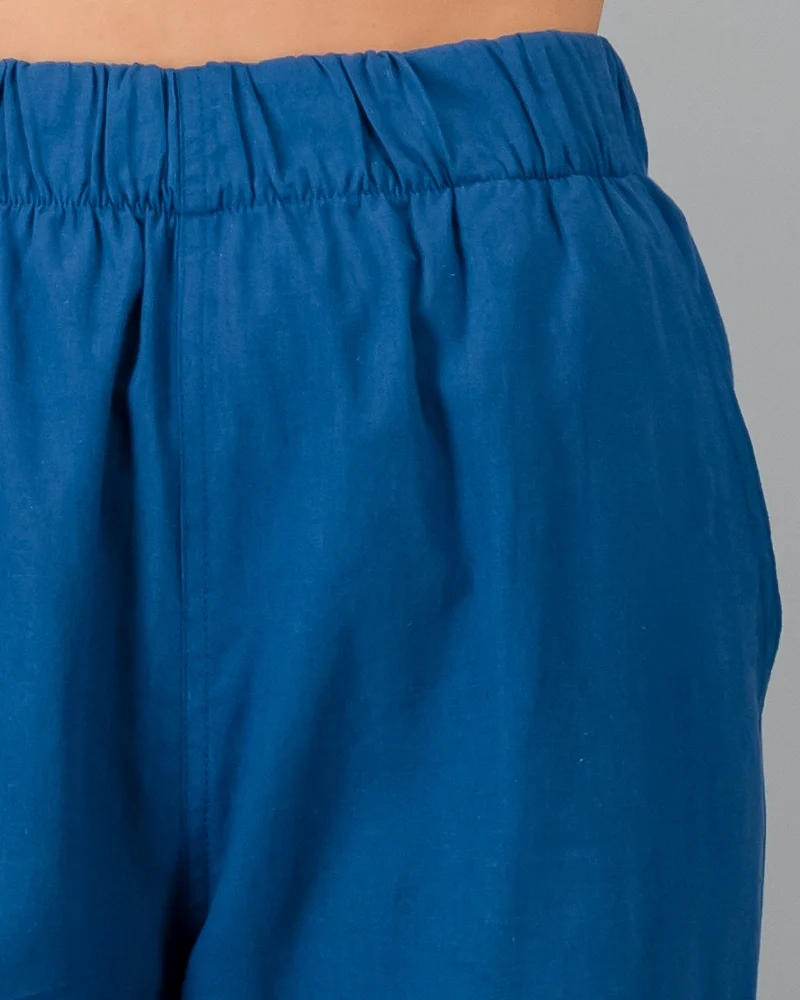 Women's blue linen trousers - Denim Blue