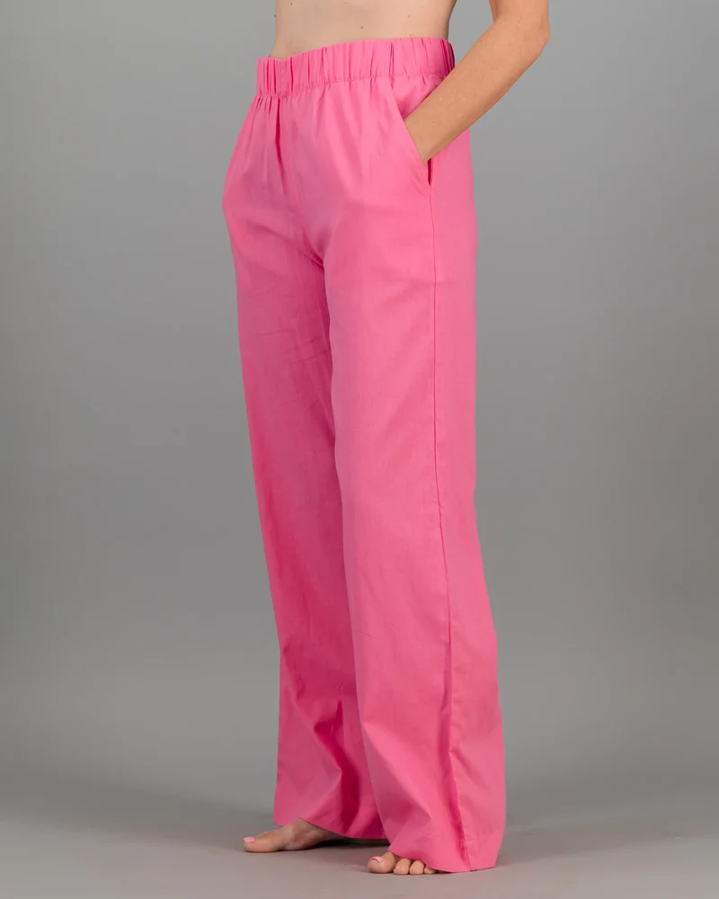 Women's pink linen trousers
