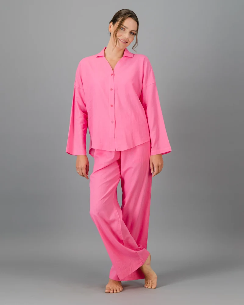Women's pink linen trousers