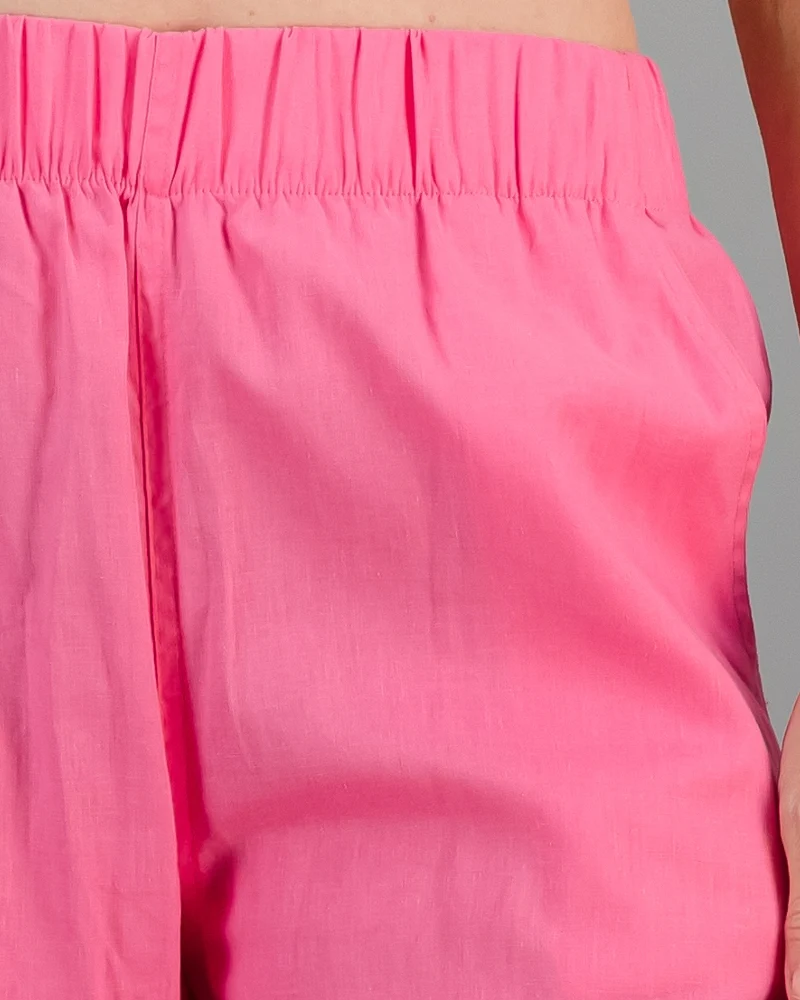 Women's pink linen trousers