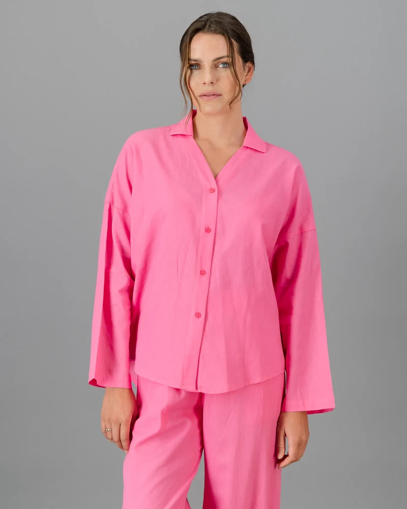 Pink Linen Shirt for Women