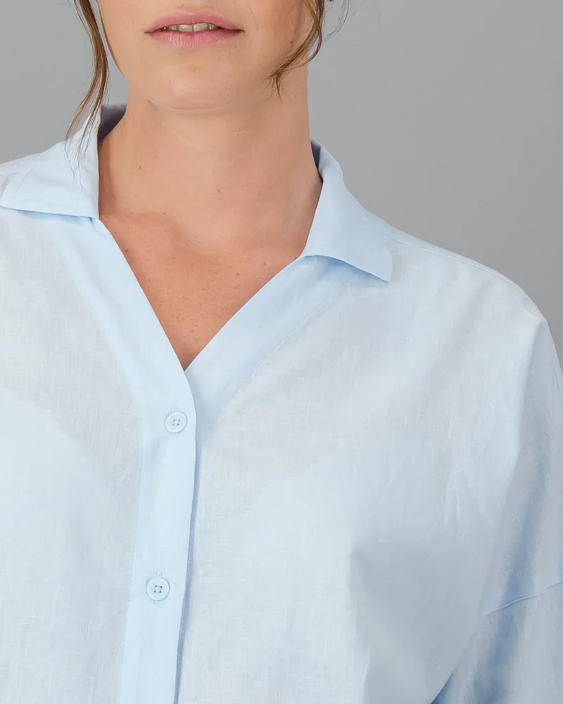 Women's Light Blue Linen Shirt - Sky Blue