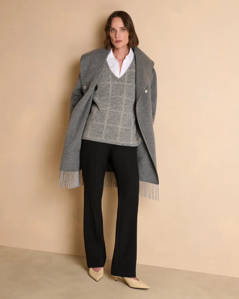 Pantalon noir large et droit nervuré PAULETTE-NEW/14206/500