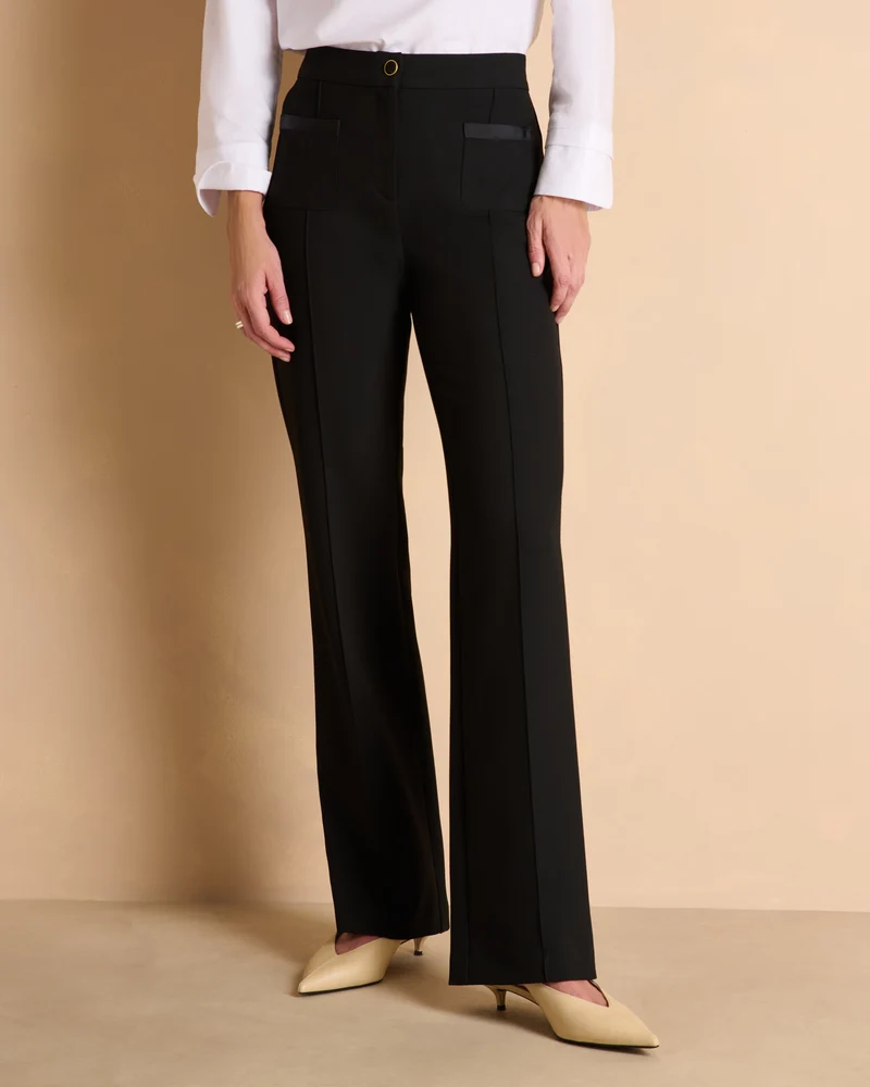 Pantalon noir large et droit nervuré PAULETTE-NEW/14206/500