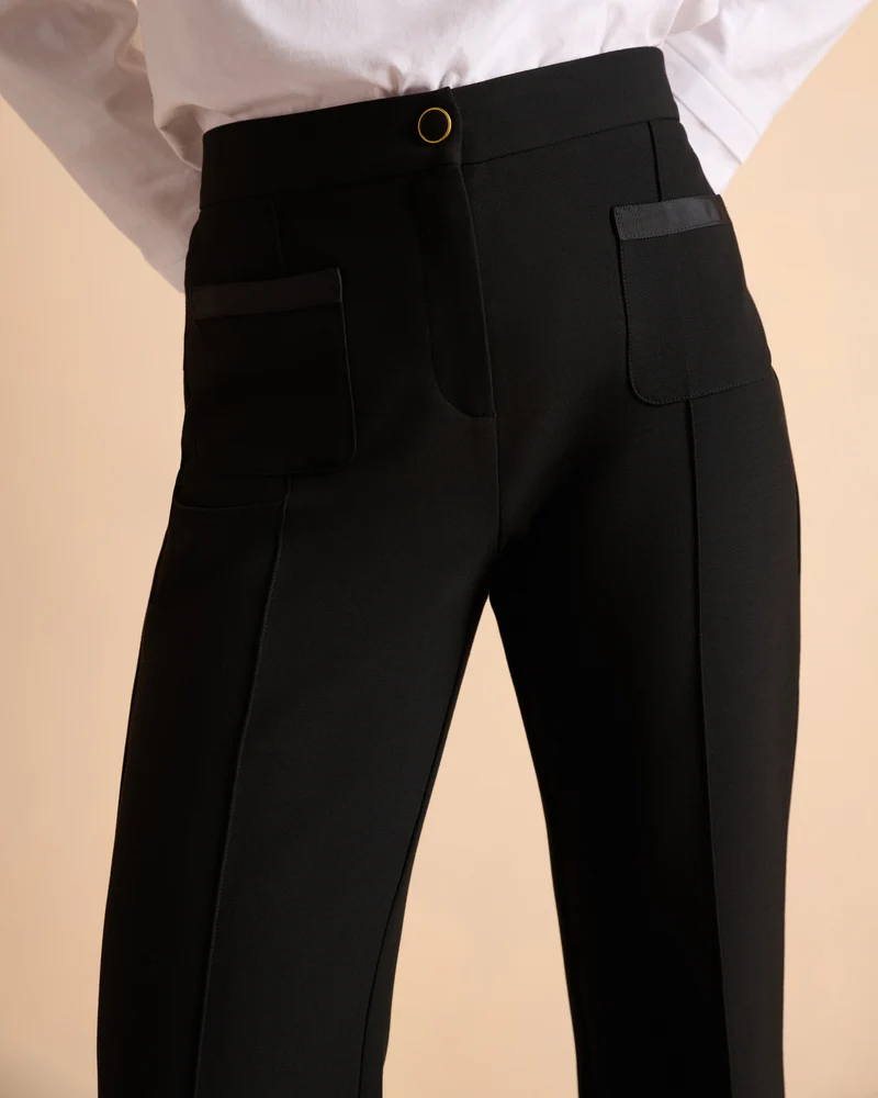 Pantalon noir large et droit nervuré PAULETTE-NEW/14206/500