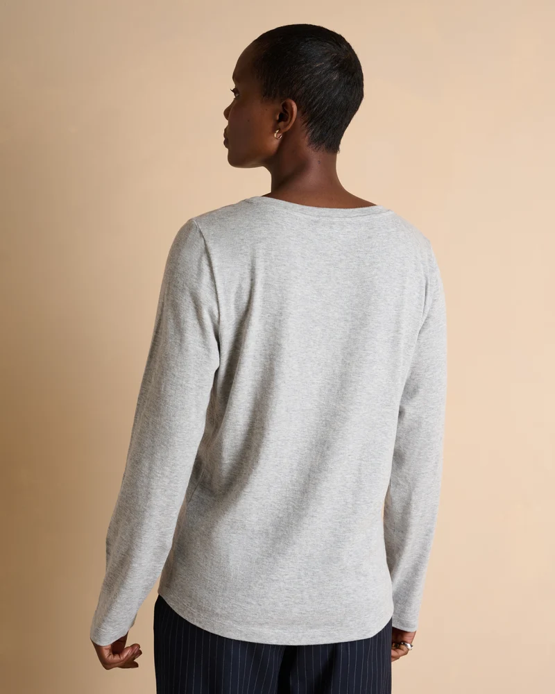 Tee-shirt gris encolure ronde manches longues TOUCH14/14121/912