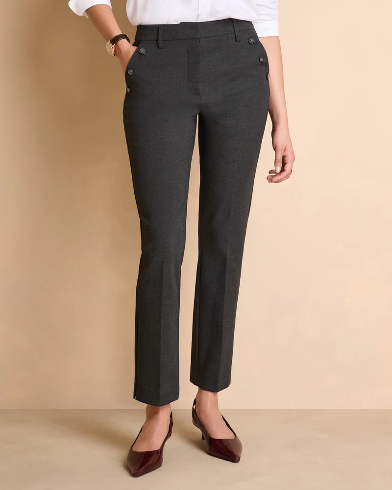 Pantalon gris droit ceinture élastiquée PERFECT/14030/441