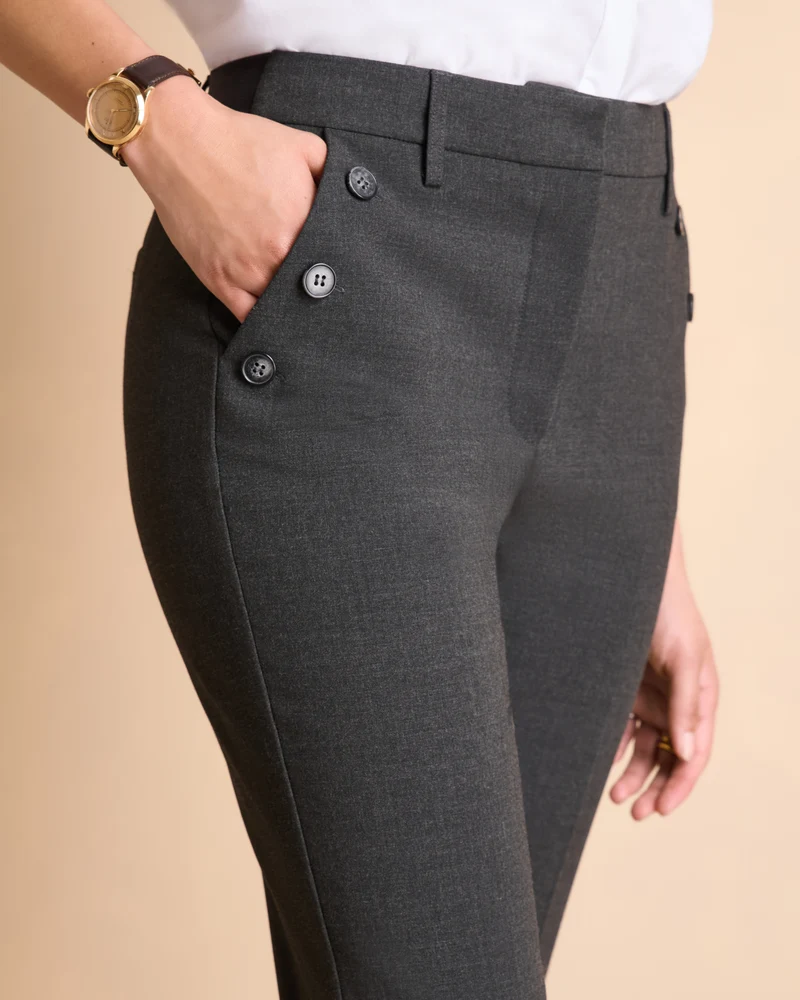 Pantalon gris droit ceinture élastiquée PERFECT/14030/441