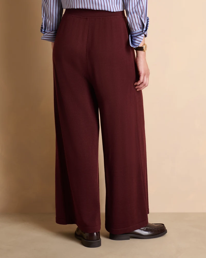 Pantalon bordeaux large et fluide en laine YANG1927/14146/366