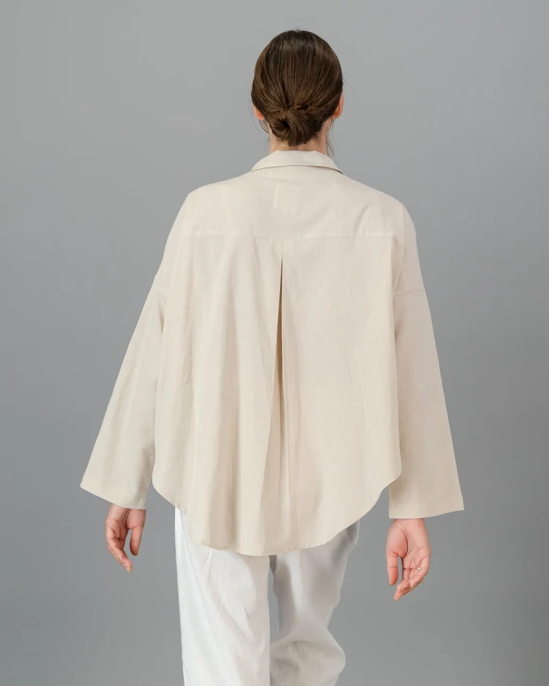 Women's Beige Linen Shirt - Sand