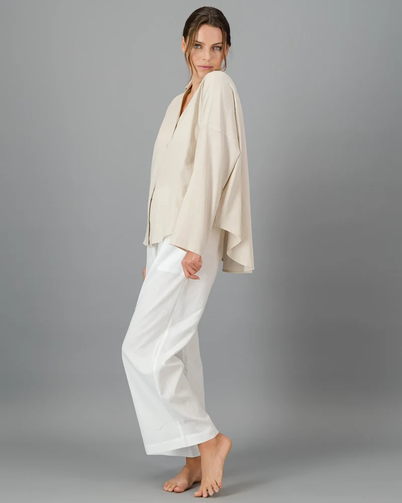 Women's Beige Linen Shirt - Sand