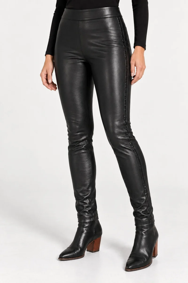 Le legging effet cuir à bande brillante Orly | 262192