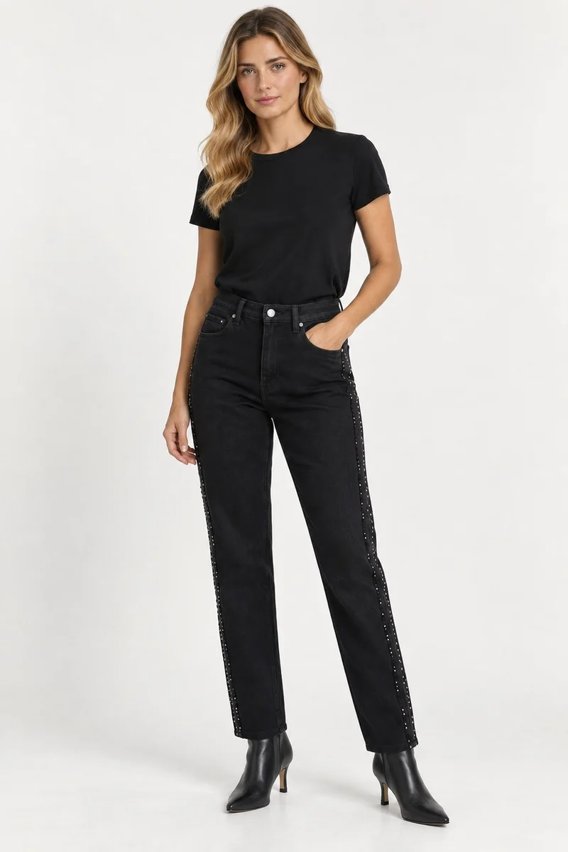 Le jean droit à strass Orly | 262167