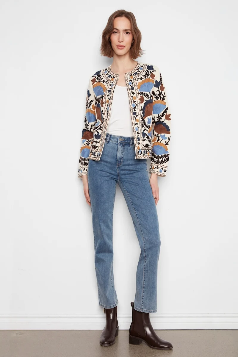 La veste brodée en coton Charlie B | C6368RR-313C