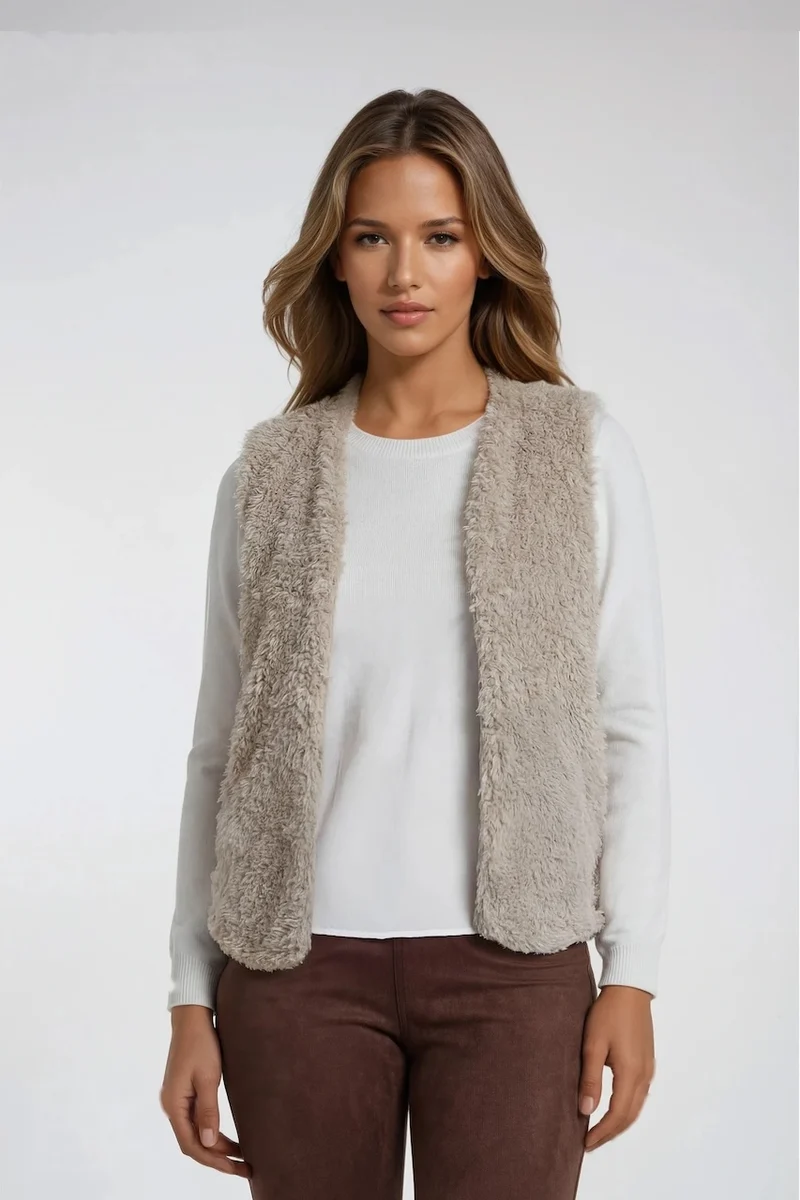 Le veston sans manches à texture pelucheuse Ness | N120281