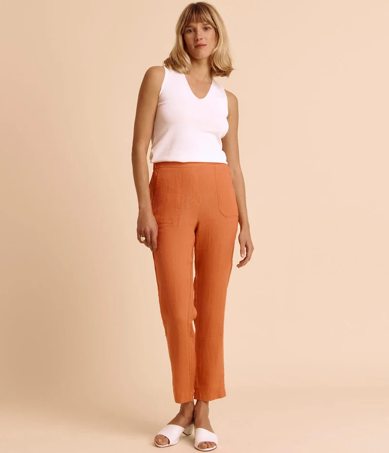 Pantalon fluide en lin lavé PRALIN85/85271/079