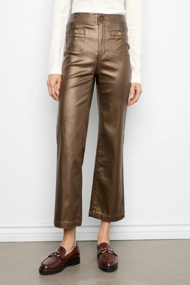 Le pantalon évasé métallisé Charlie B | C5562RR-080C