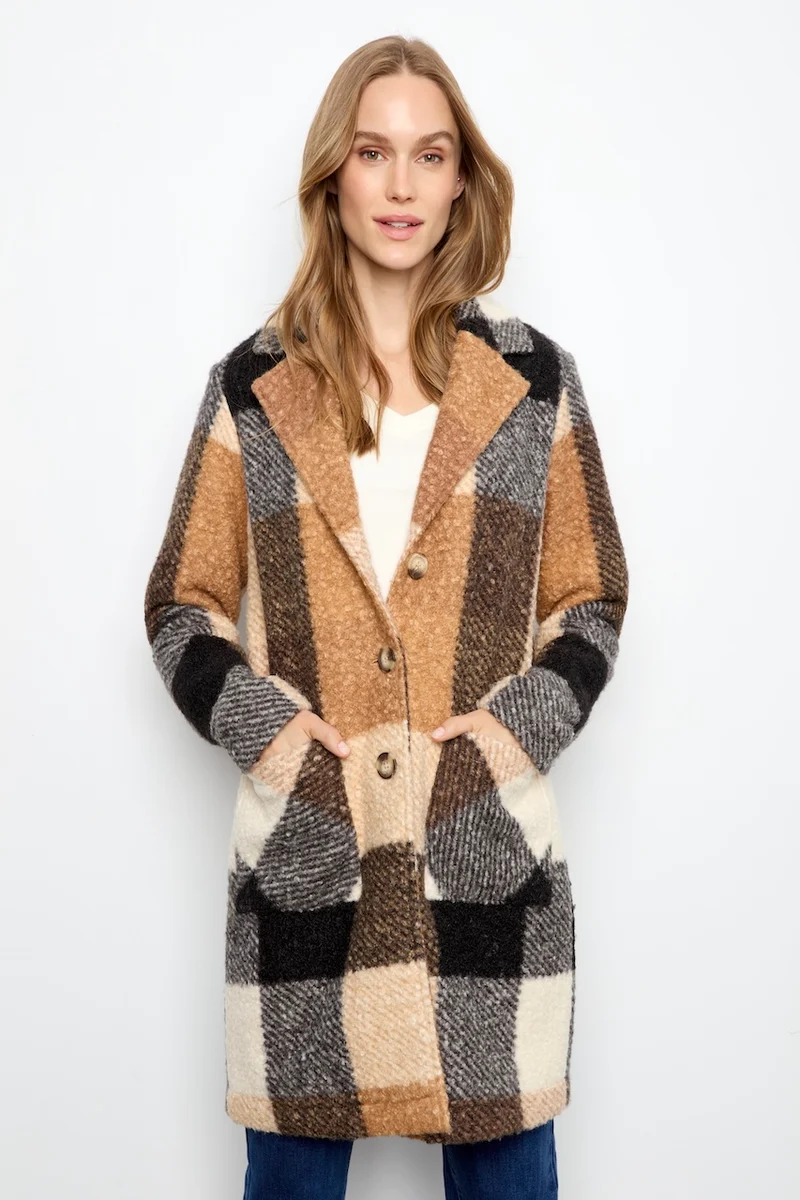 Le manteau à carreaux en bouclé Charlie B | C6141ZR-707B
