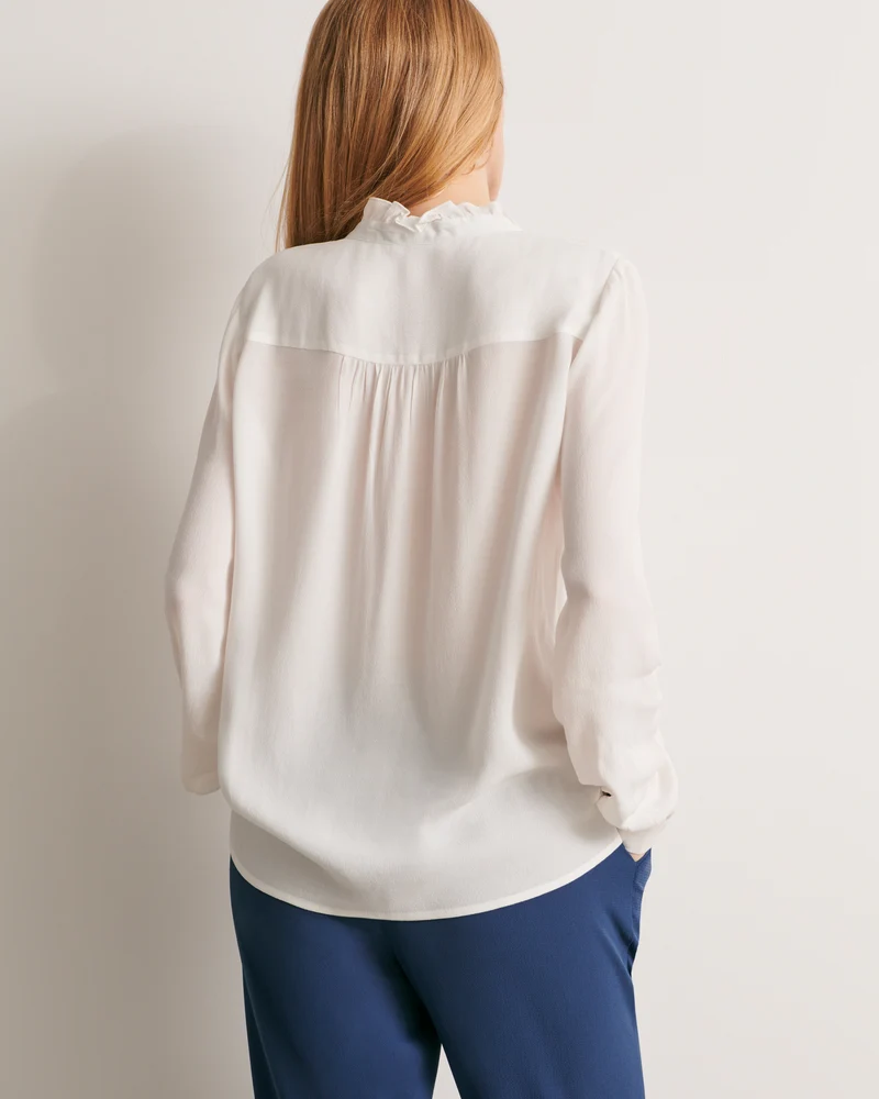 Blouse à encolure volantée COLOMBAGE/11187/003