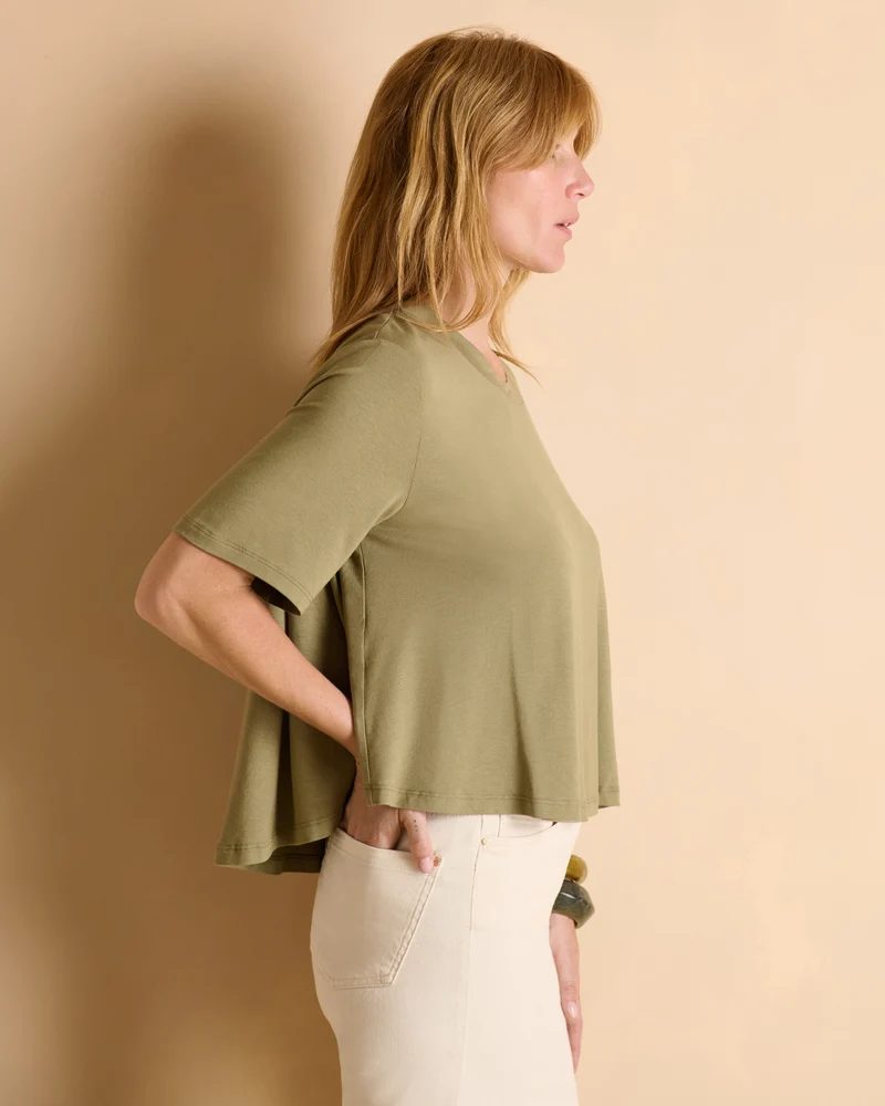 Tee-shirt vert kaki manches courtes et col rond TIMILI/13348/223