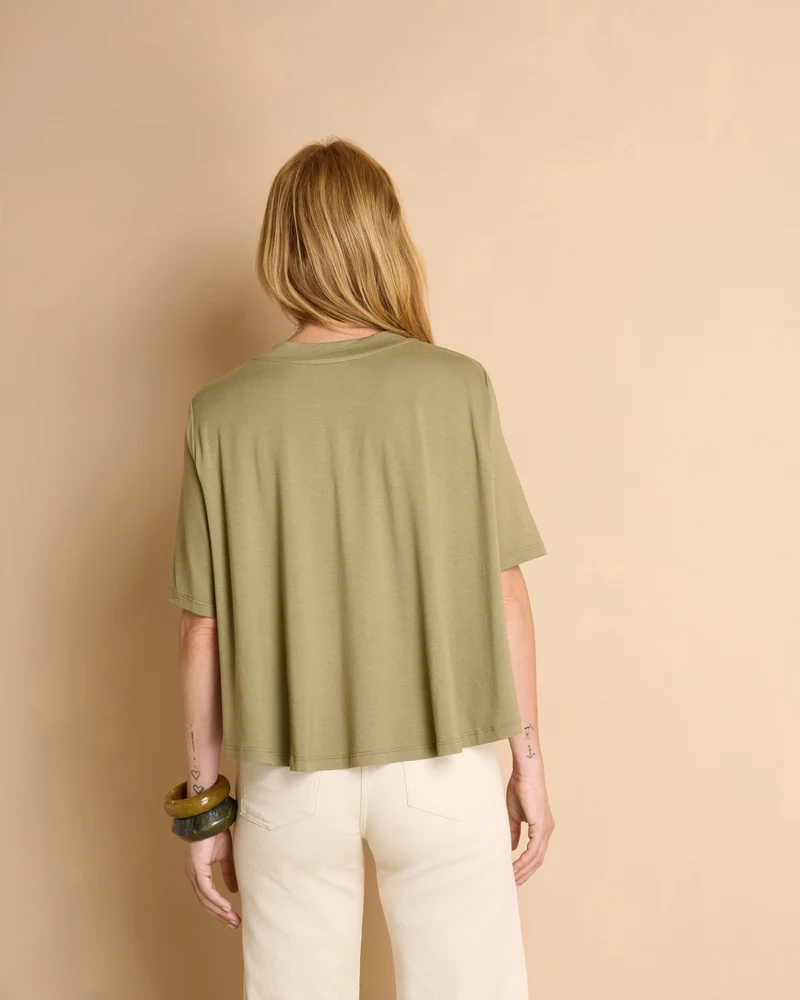 Tee-shirt vert kaki manches courtes et col rond TIMILI/13348/223