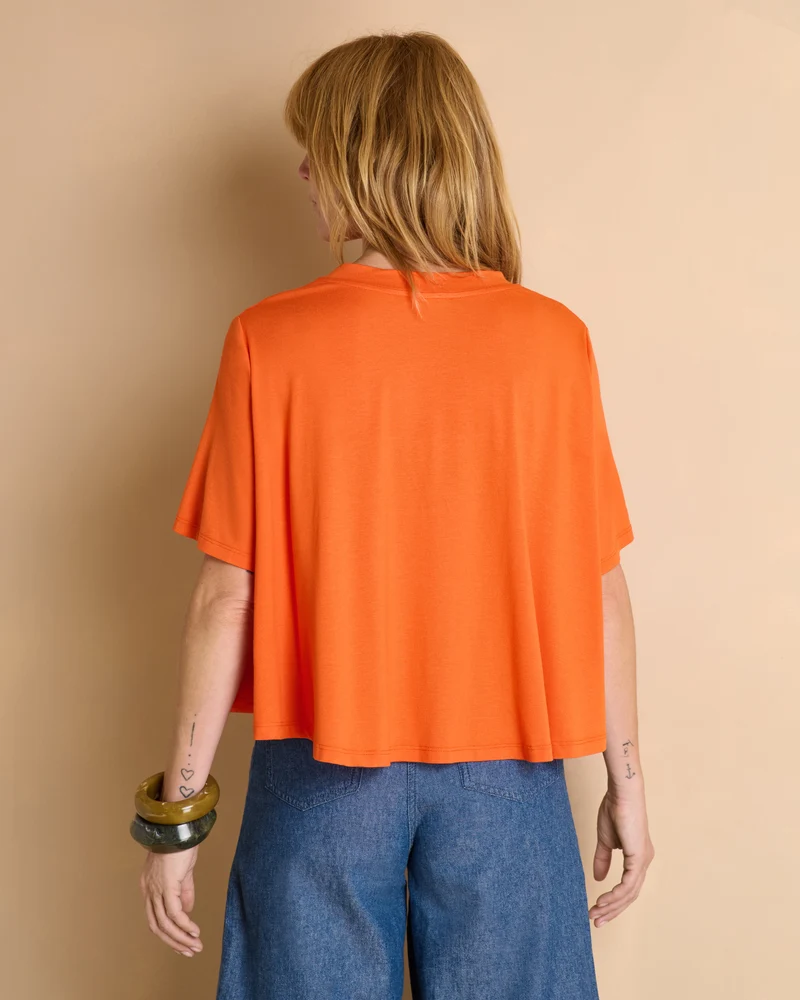 Tee-shirt orange manches courtes et col rond TIMILI/13348/117